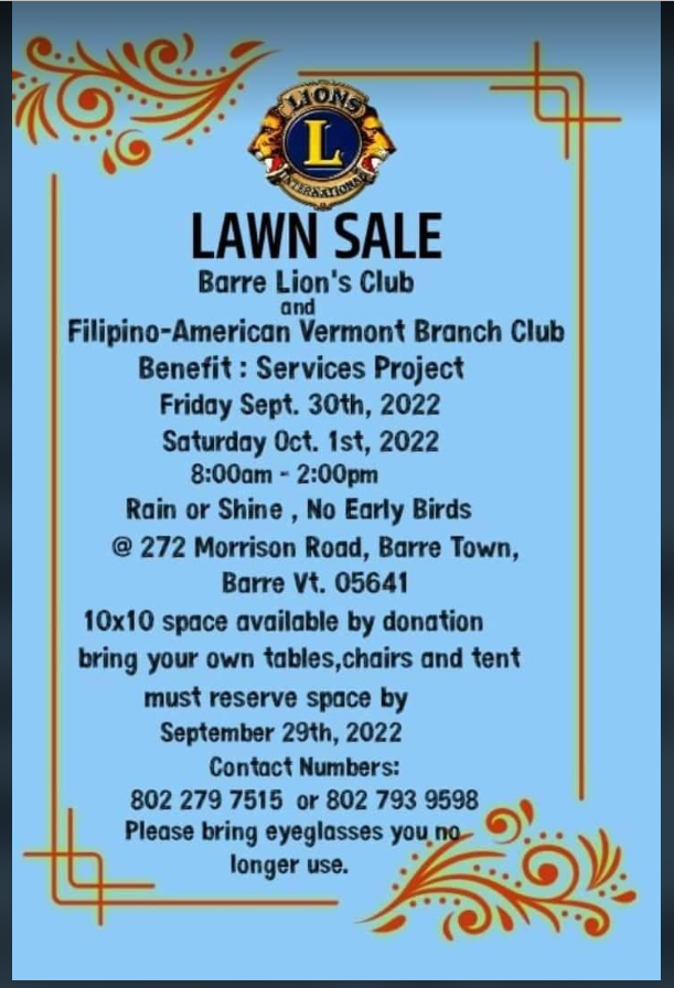 Barre Lawn Sale