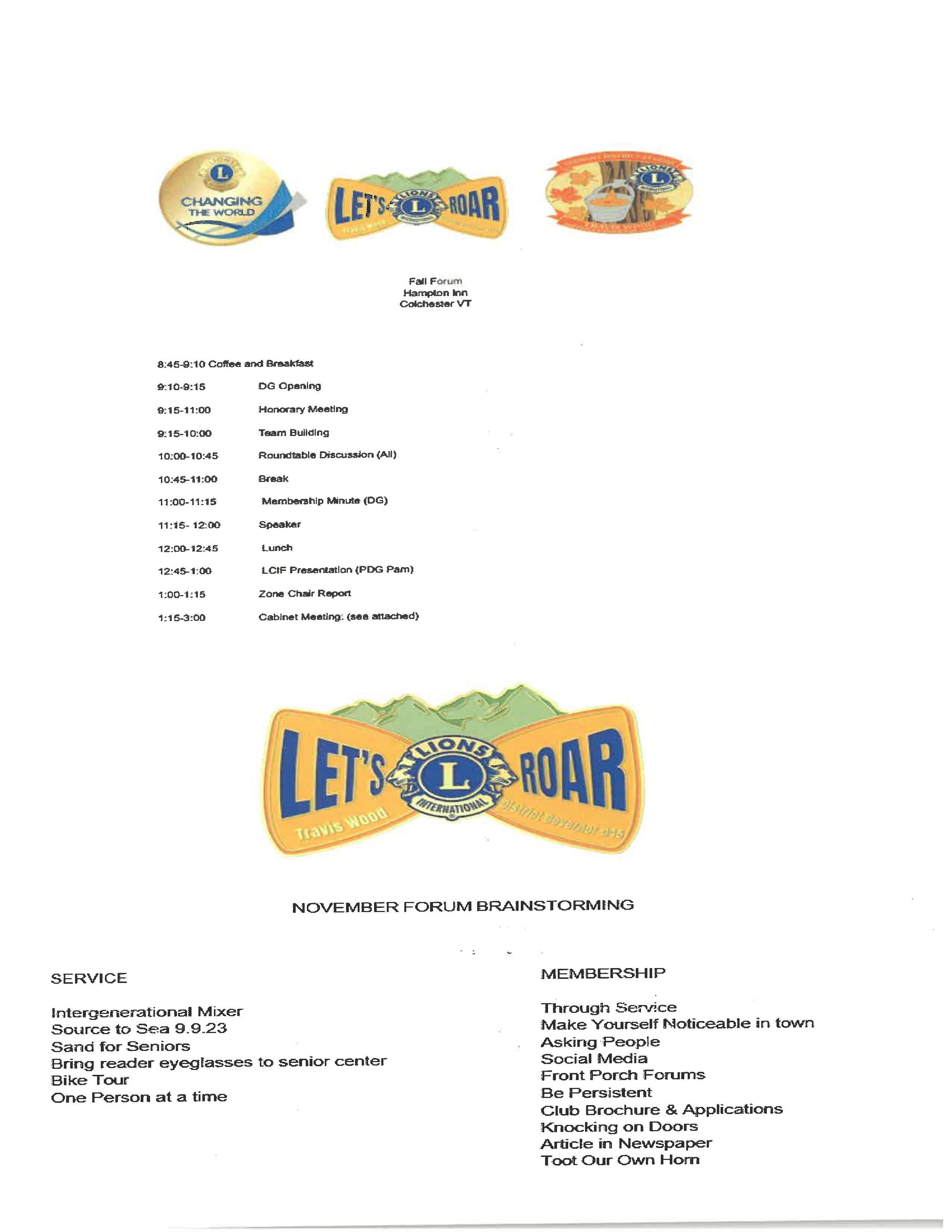 Fall Forum Registration Agenda Page 2